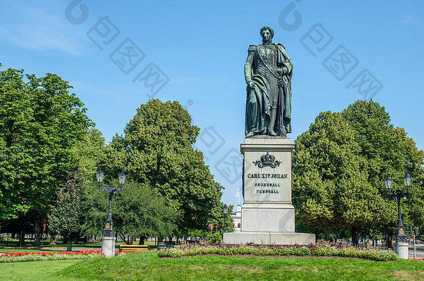 卡尔约翰斯公园雕像王卡尔Johan十四卡尔Johan王贝尔纳多特家庭