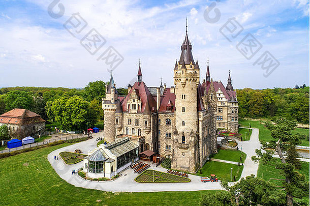令人难以置信的历史城堡阴 囊奥波莱西里西亚波兰建十七世纪扩展