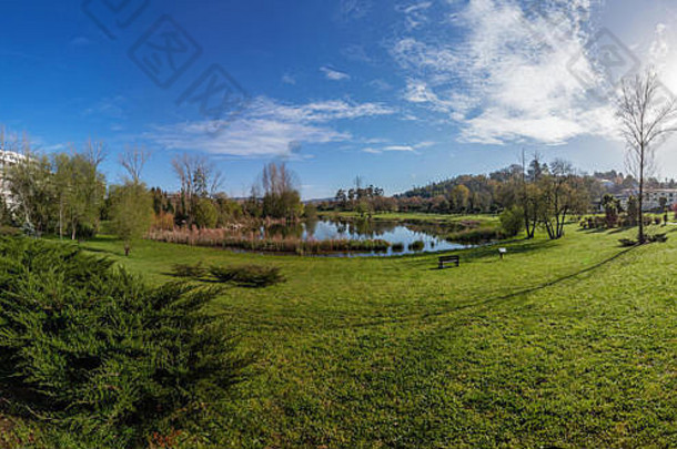 公园devesa城市公园别墅新星法马利考葡萄牙建中心城市视图绿色草草坪湖池塘