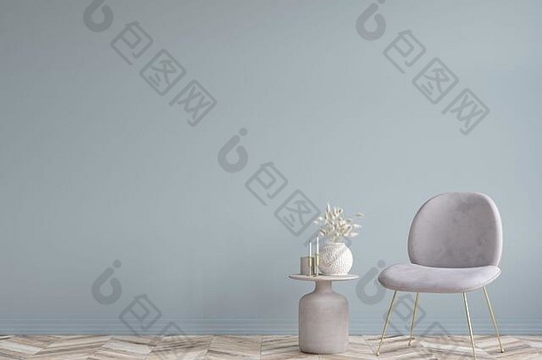 椅子咖啡表格生活房间室内柔和的颜色室内墙模拟背景渲染
