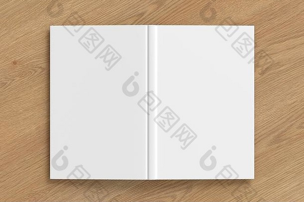 空白白色垂直开放上行书封面木背景孤立的剪裁路径封面插图