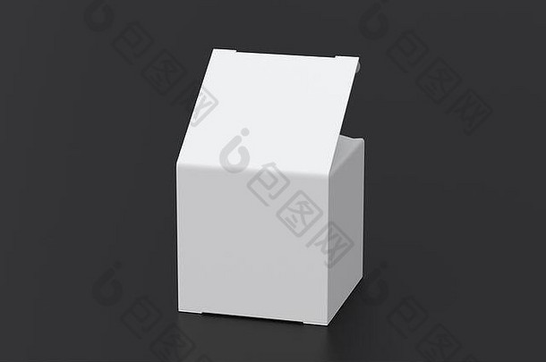 空白白色多维数据集礼物盒子打开铰链皮瓣成员黑色的背景剪裁路径盒子模拟插图