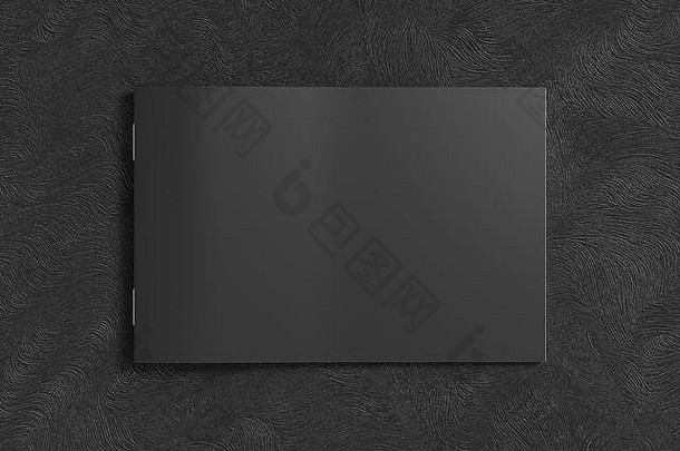 黑色的水平宣传册小册子封面模拟黑色的背景孤立的剪裁路径宣传册视图illustratuion