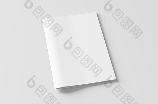 空白宣传册小册子封面模拟白色孤立的剪裁路径宣传册一边视图illustratuion