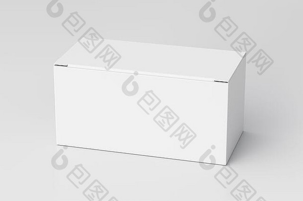 空白白色宽盒子关闭铰链皮瓣成员白色背景剪裁路径盒子模拟插图