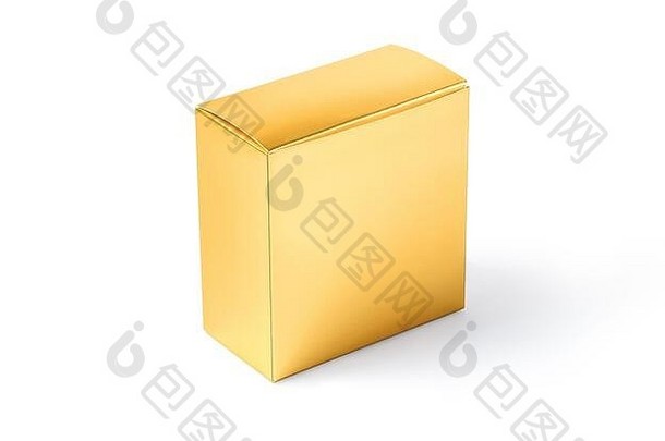 金纸箱盒子孤立的白色剪裁路径