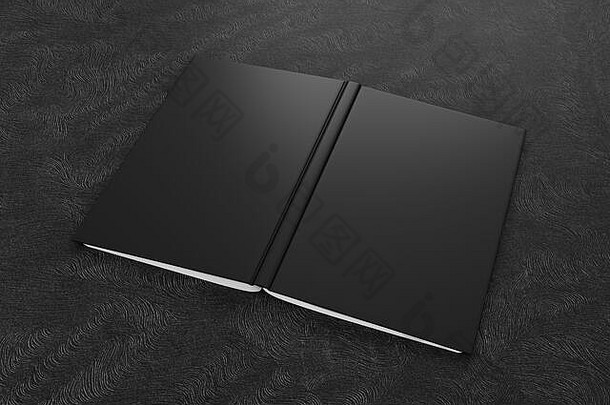 空白黑色的垂直开放上行书封面黑色的背景孤立的剪裁路径封面插图
