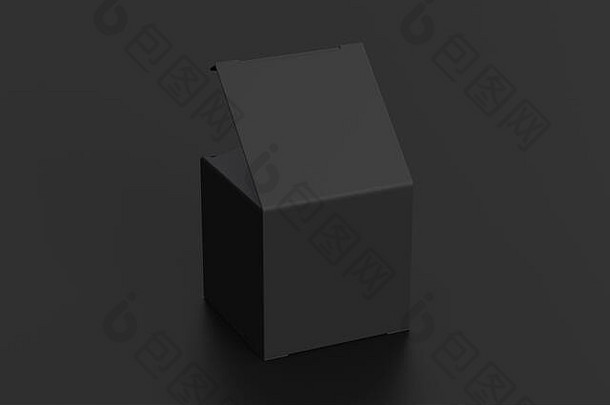 空白黑色的多维数据集礼物盒子打开铰链皮瓣成员黑色的背景剪裁路径盒子模拟插图