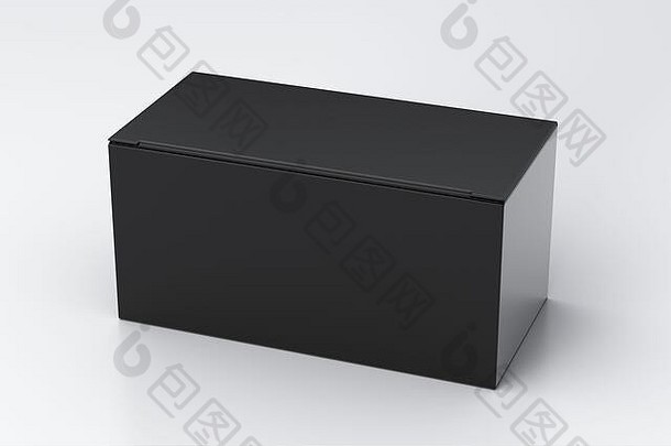 空白黑色的宽盒子关闭铰链皮瓣成员白色背景剪裁路径盒子模拟插图