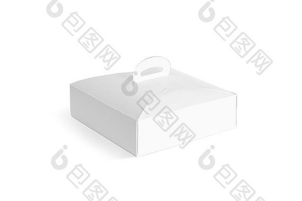 空白白色纸板蛋糕盒子模拟一边视图