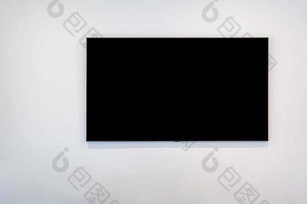 黑色的平屏幕白色墙复制空间