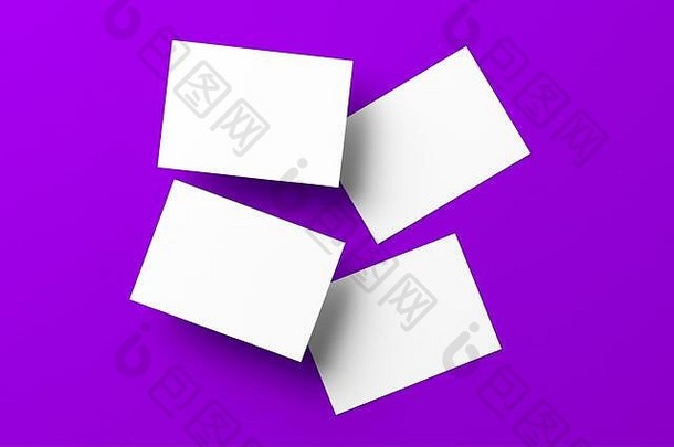 空白白色的名片紫色的背景复制空间