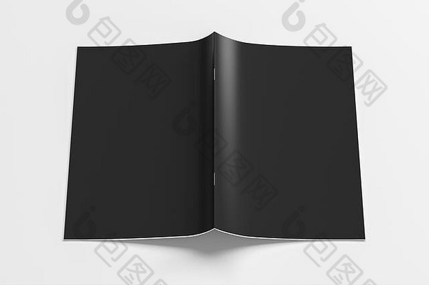 黑色的宣传册小册子封面模拟白色宣传册开放上行孤立的剪裁路径宣传册illustratuion