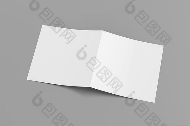 空白广场页面传单封面灰色的背景bi-fold5倍打开宣传册孤立的剪裁路径一边视图插图