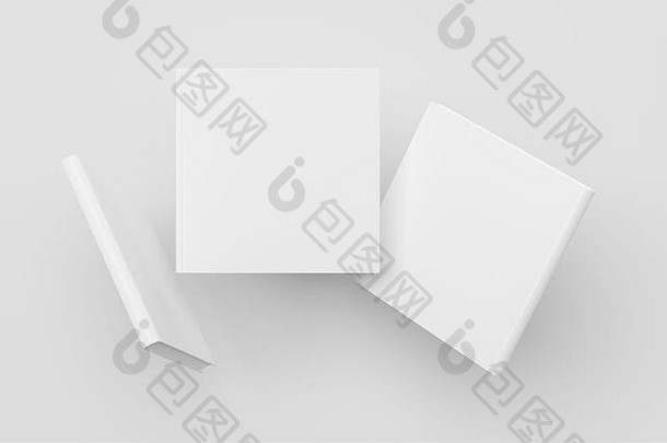 广场空白书封面模拟飞行白色背景前面脊柱回来封面的观点插图
