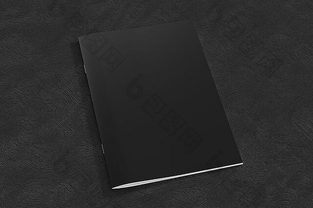 黑色的宣传册小册子封面模拟黑色的背景孤立的剪裁路径宣传册一边视图illustratuion