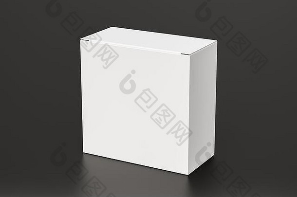空白白色宽广场盒子关闭铰链皮瓣成员黑色的背景剪裁路径盒子模拟插图