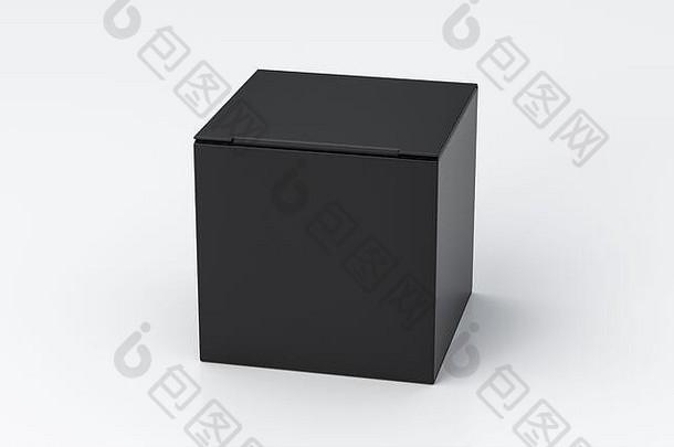 空白黑色的多维数据集礼物盒子关闭铰链皮瓣成员白色背景剪裁路径盒子模拟插图