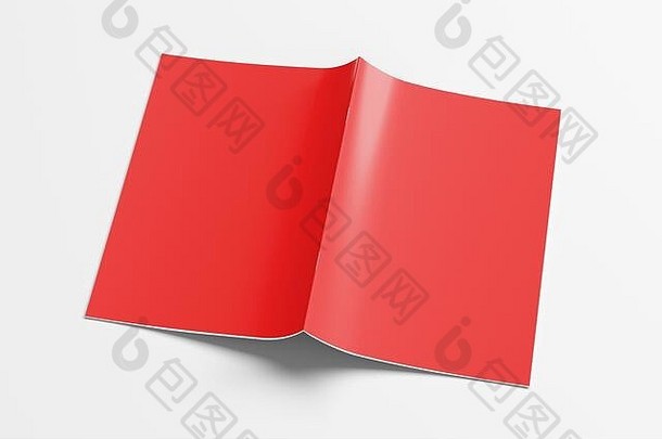 红色的宣传册小册子封面模拟白色宣传册开放上行孤立的剪裁路径宣传册illustratuion