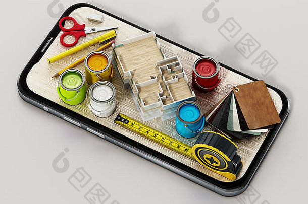 油漆罐卡特拉斯磁带测量工具智能手机插图