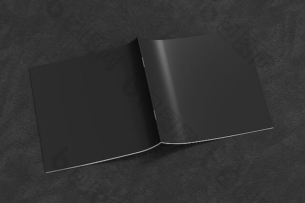 黑色的广场宣传册小册子封面模拟黑色的背景宣传册开放上行孤立的剪裁路径宣传册sid