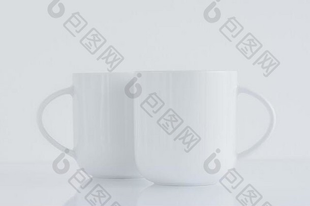 白色茶杯模拟明亮的白色复制空间
