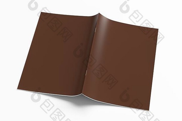 棕色（的）宣传册小册子封面模拟白色宣传册开放上行孤立的剪裁路径宣传册illustratuion