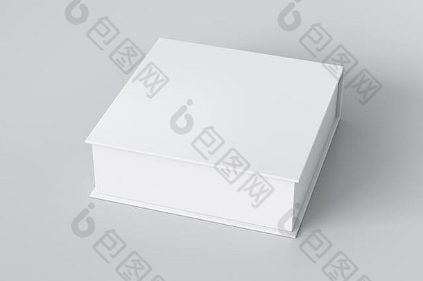 空白白色平广场礼物盒子关闭铰链皮瓣成员白色背景剪裁路径盒子模拟插图