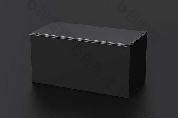 空白黑色的宽盒子关闭铰链皮瓣成员黑色的背景剪裁路径盒子模拟插图