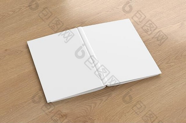 空白白色垂直开放上行书封面木背景孤立的剪裁路径封面插图