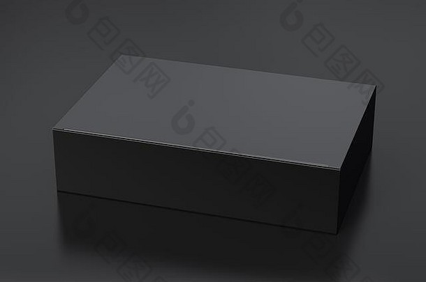 空白黑色的宽平盒子关闭铰链皮瓣成员黑色的背景剪裁路径盒子模拟插图