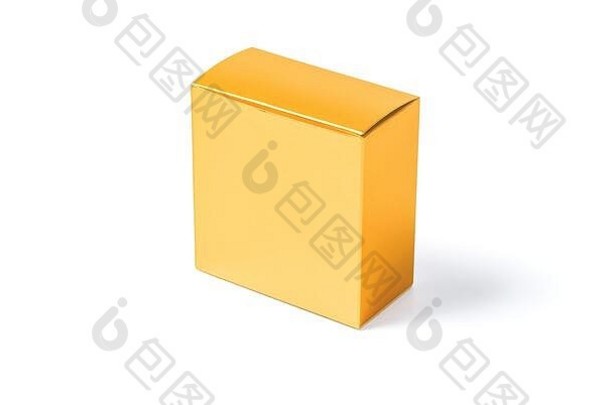金纸箱盒子孤立的白色剪裁路径