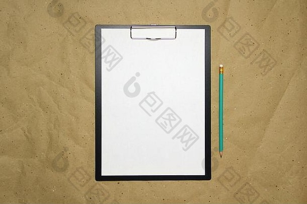 平板电脑白色表格式铅笔米色工艺纸概念机会的想法事业创新股票照片空的地方文本设计