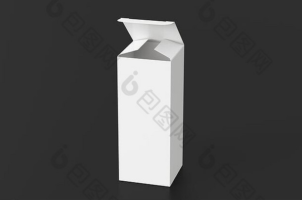 空白白色高苗条的礼物盒子打开铰链皮瓣成员黑色的背景剪裁路径盒子模拟插图