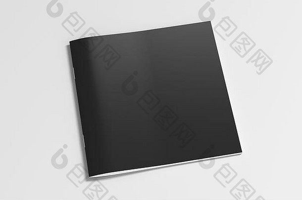 黑色的广场宣传册小册子封面模拟白色孤立的剪裁路径宣传册一边视图illustratuion