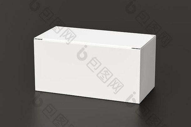 空白白色宽盒子关闭铰链皮瓣成员黑色的背景剪裁路径盒子模拟插图