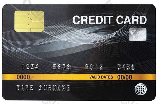 黑色的信贷卡孤立的白色背景