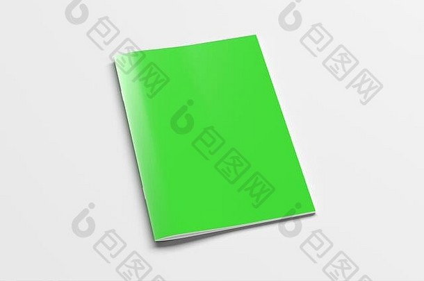 绿色宣传册小册子封面模拟白色孤立的剪裁路径宣传册一边视图illustratuion