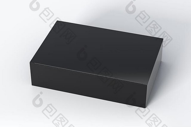 空白黑色的宽平盒子关闭铰链皮瓣成员白色背景剪裁路径盒子模拟插图