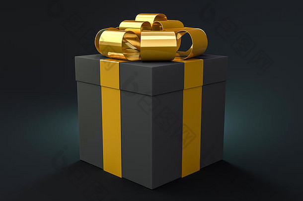 圣诞节一年礼物盒子黑色的背景呈现
