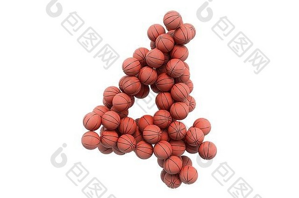 数量篮球球呈现孤立的白色背景