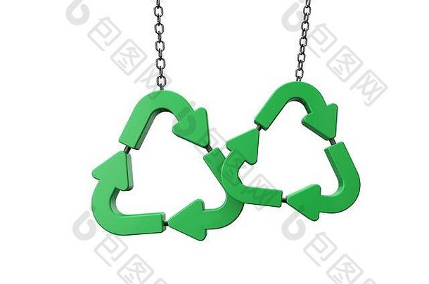 绿色回收象征挂链呈现