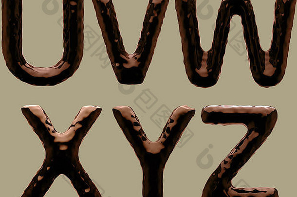 渲染巧克力字母信数字包括剪裁路径