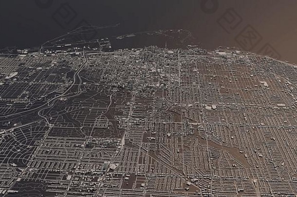 多伦多加拿大城市地图呈现空中卫星视图