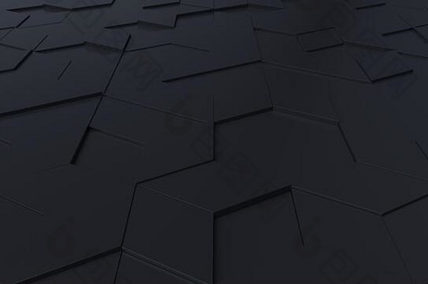 黑暗摘要背景技术六角三角形形状的瓷砖技术概念呈现插图