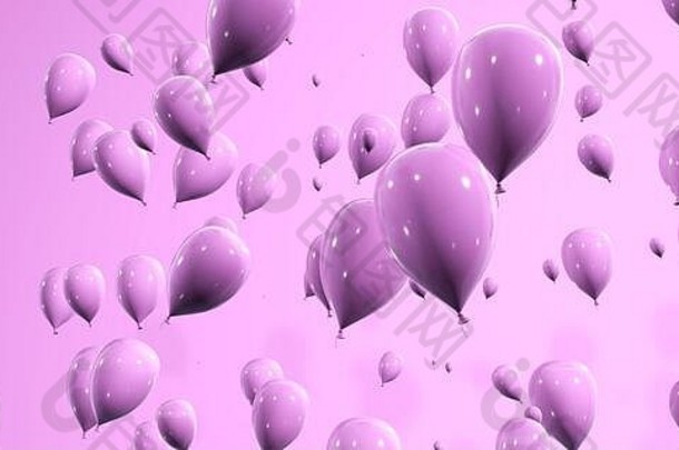 粉红色的紫罗兰色的baloons背景呈现摘要简约设计