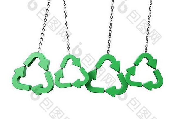 绿色回收象征挂链呈现