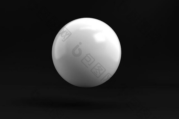 简单的白色球球黑色的工作室背景呈现