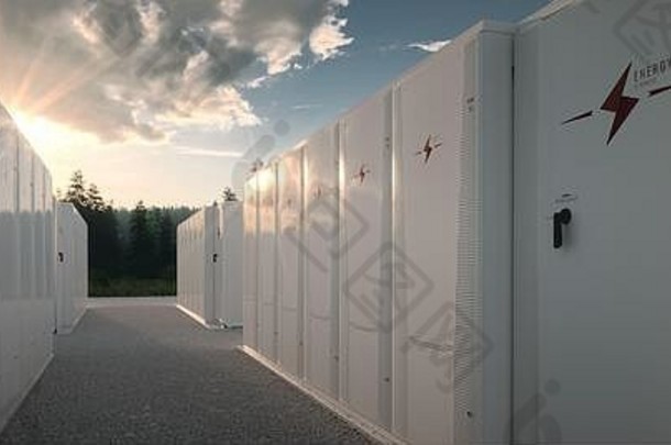 概念可再生能源电池存储系统自然呈现