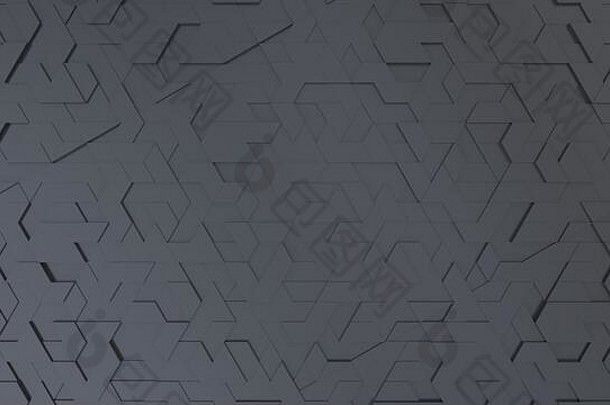 黑暗摘要背景技术六角三角形形状的瓷砖技术概念呈现插图